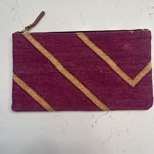 Boho purple and gold clutch or travel pouch